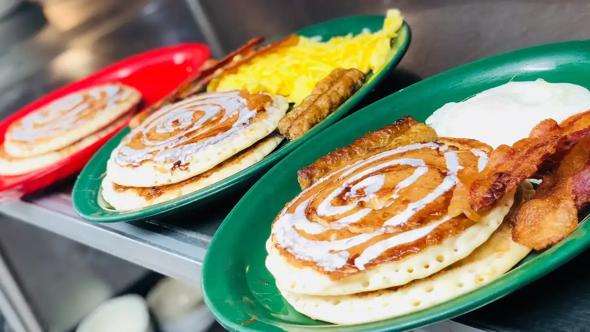 Cinnamon Roll Pancake Platter.