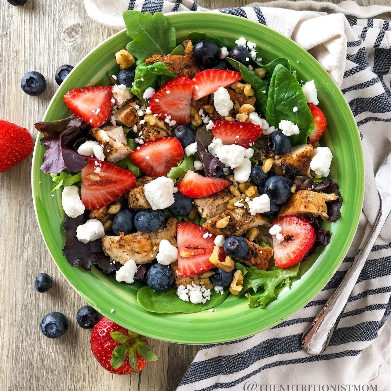 New! Berry Spinach Grilled chicken salad.