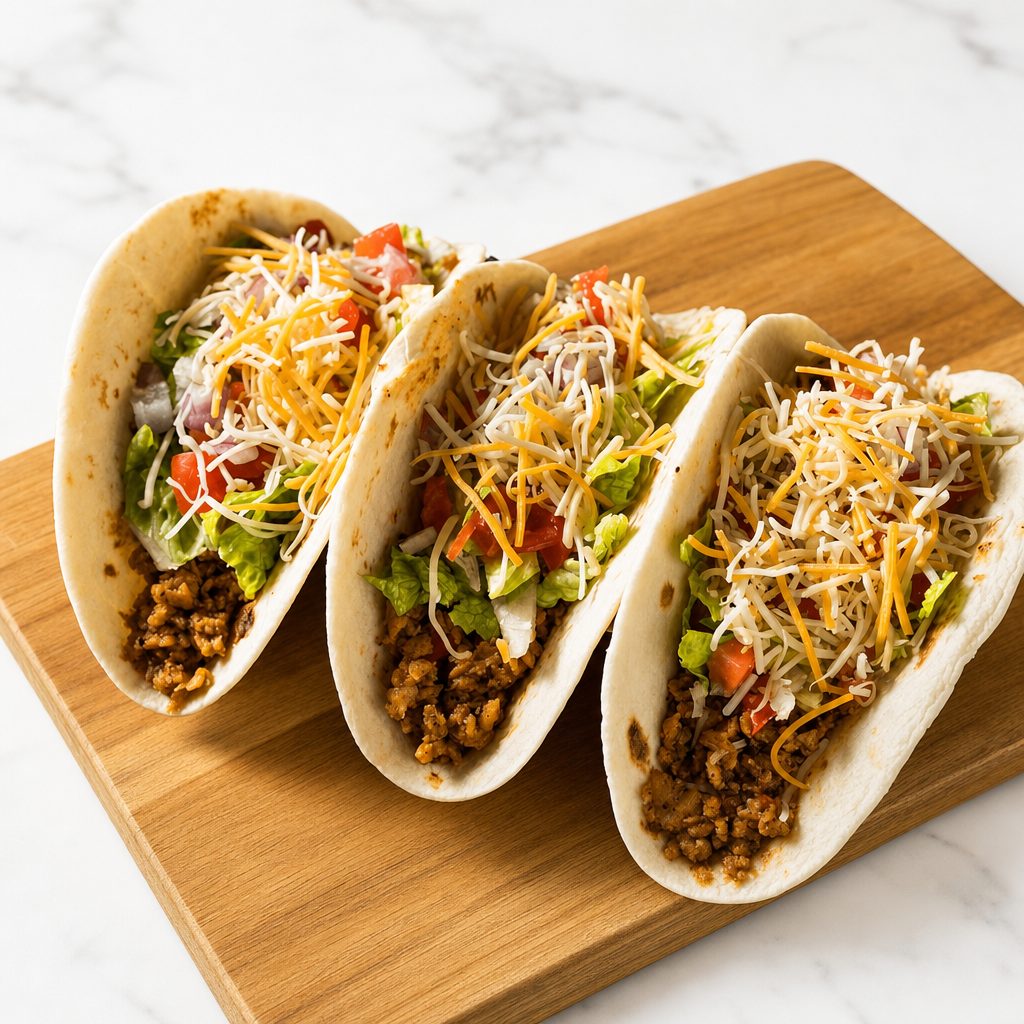3 Ground beef tacos.