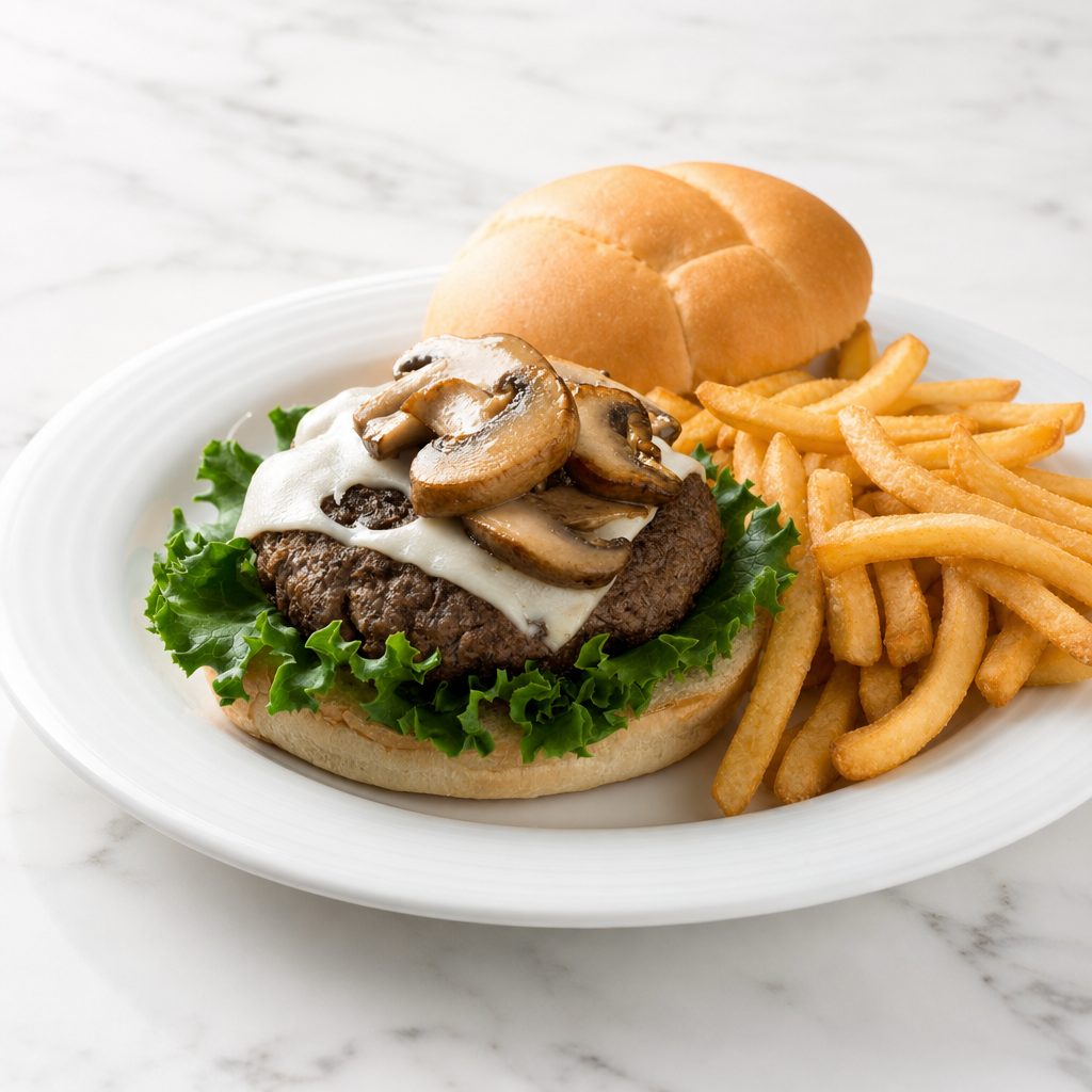 Mushroom & Swiss Burger.