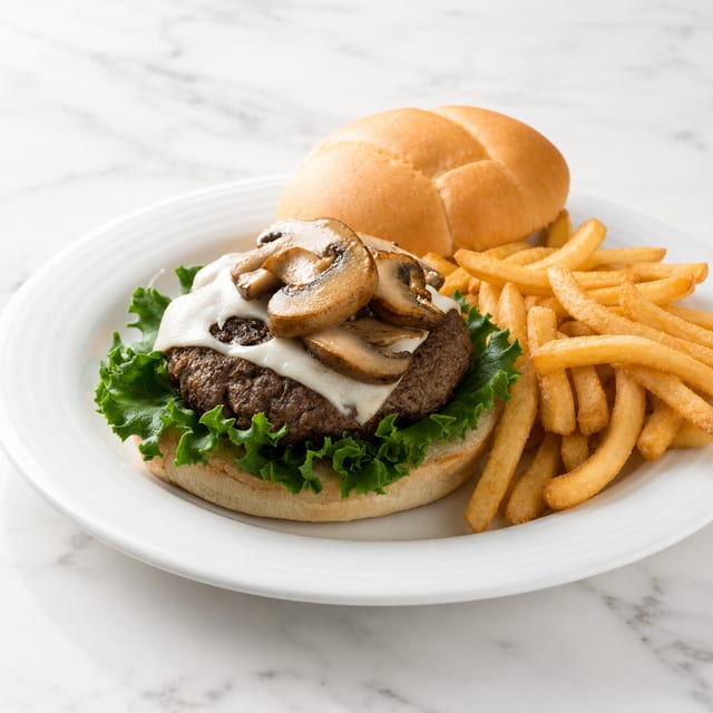 Mushroom & Swiss Burger.