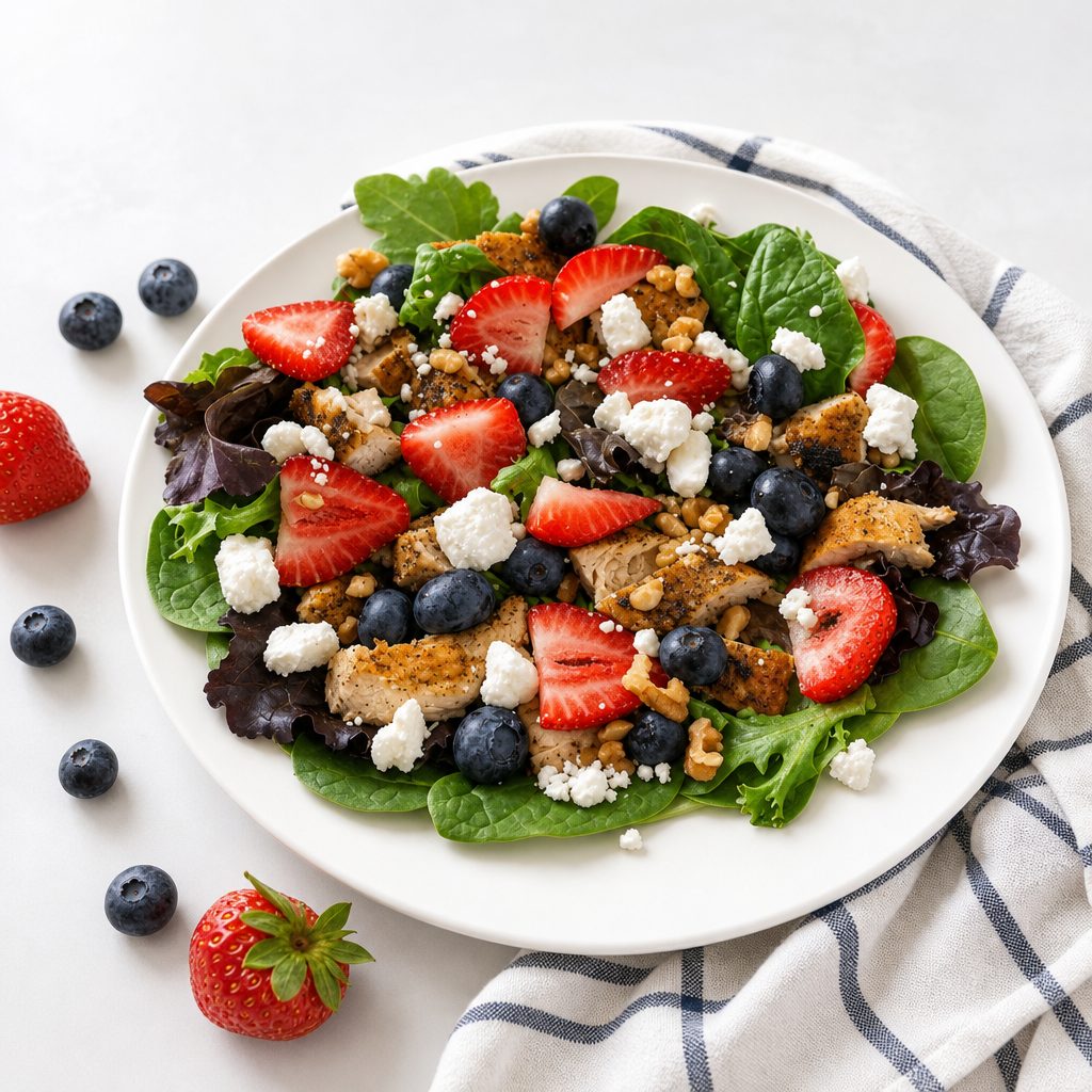 New! Berry Spinach Grilled chicken salad.