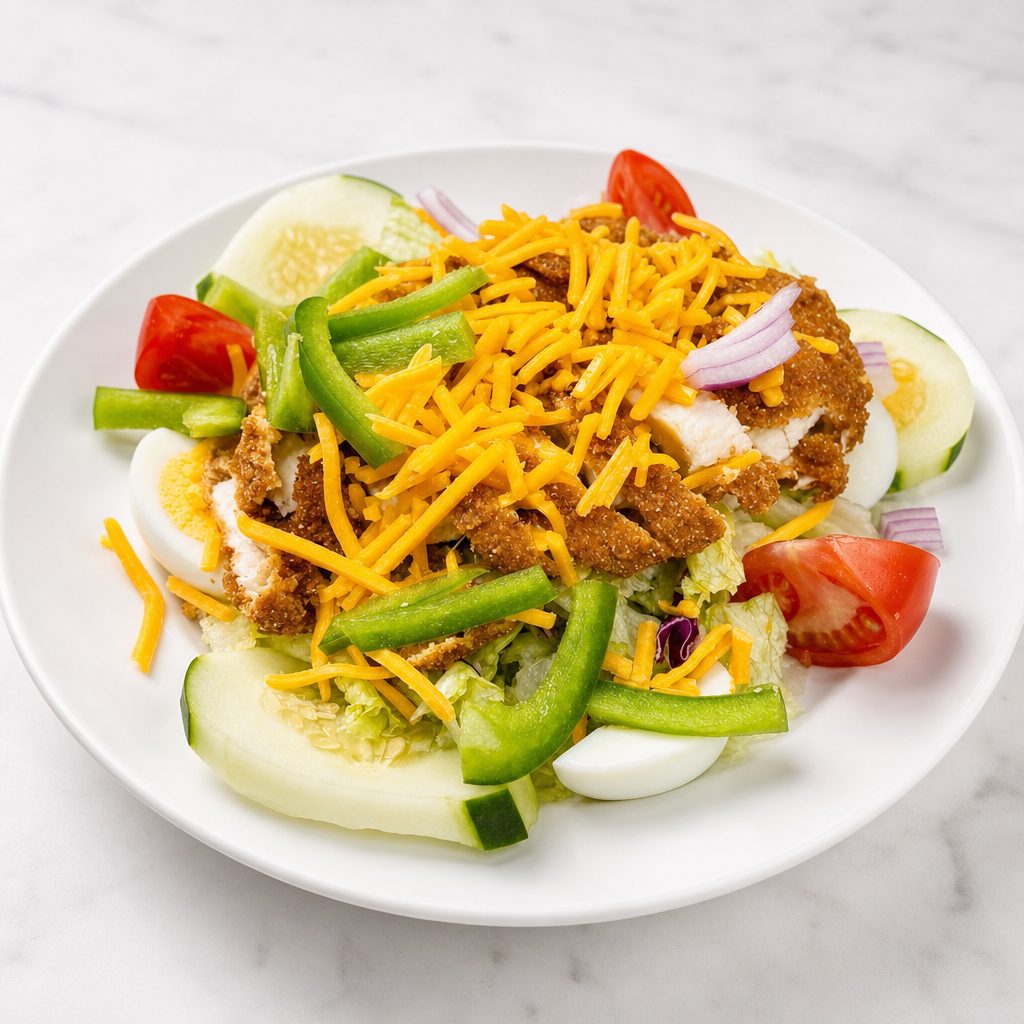 Fried Chicken Breast Salad.