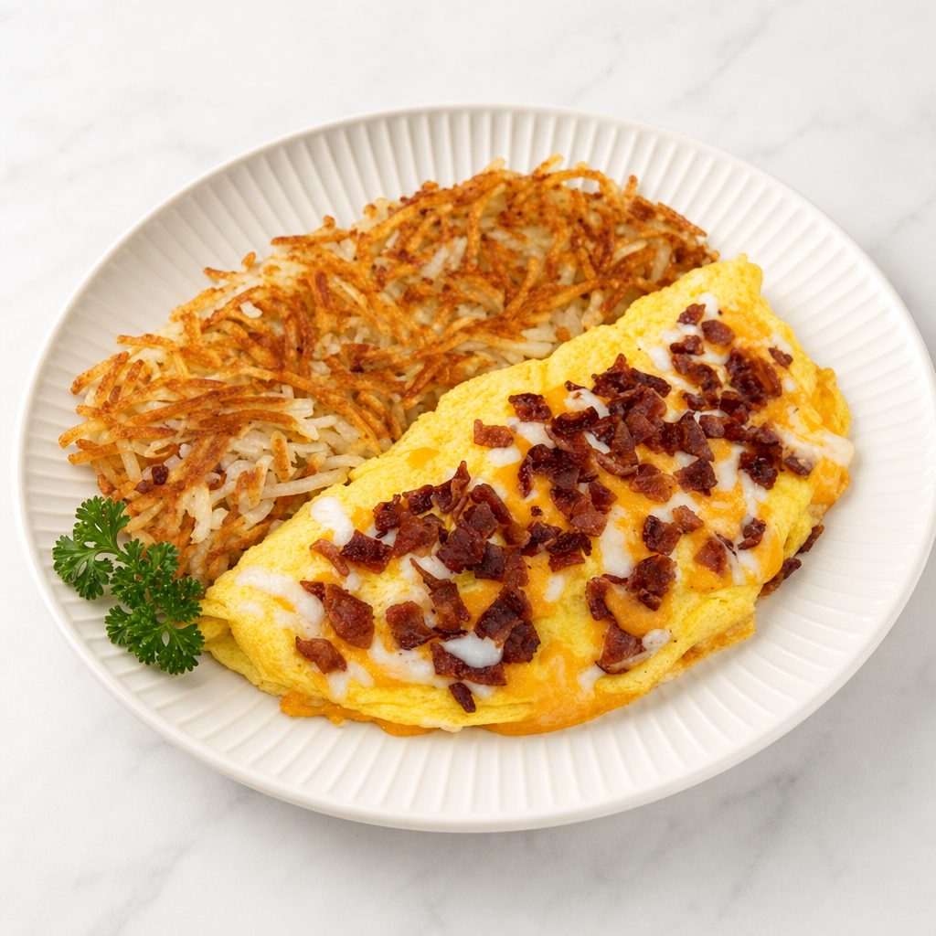 Bacon & cheese omelette.