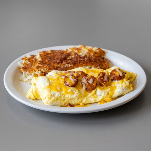 Sausage & cheese omelette.