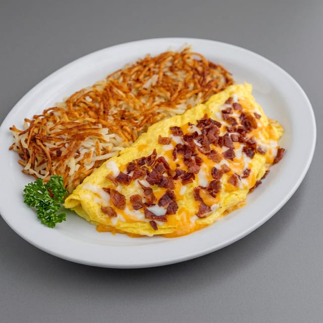 Bacon & cheese omelette.