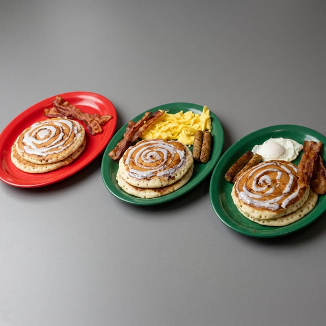 Cinnamon Roll Pancake Platter.